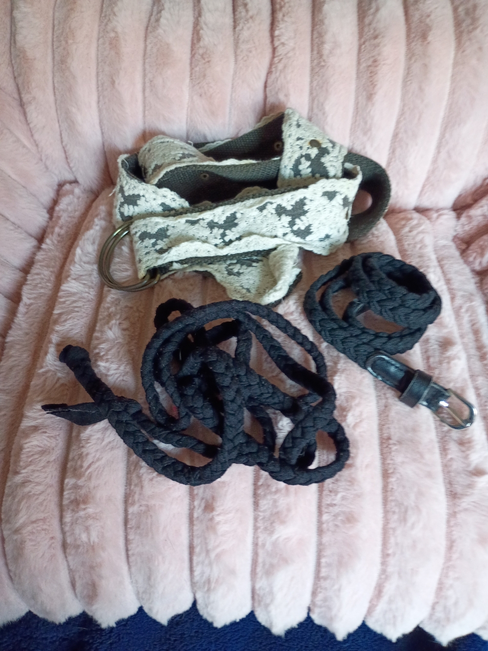 Set of Braided Black Rope, Cream Lace Belts & Variety- Bengal & Beaded Bracelets